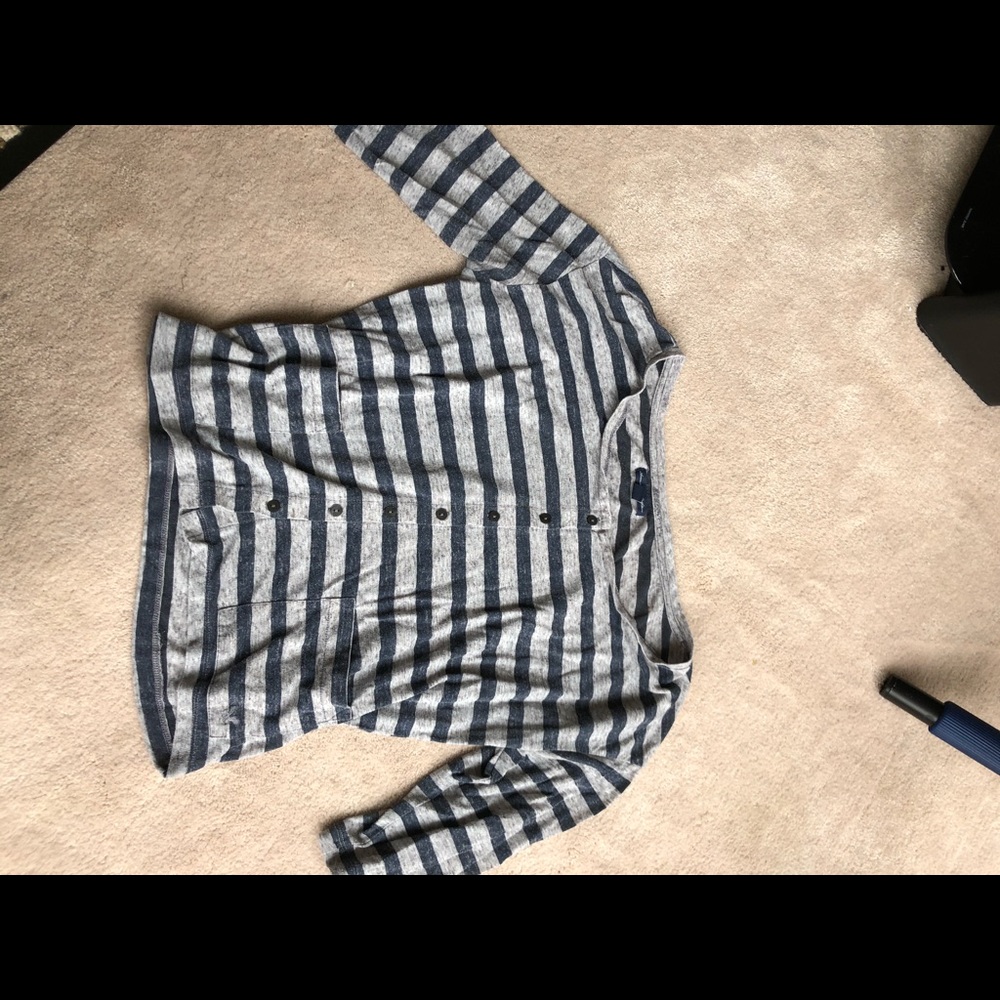 Striped button down cropped shirt